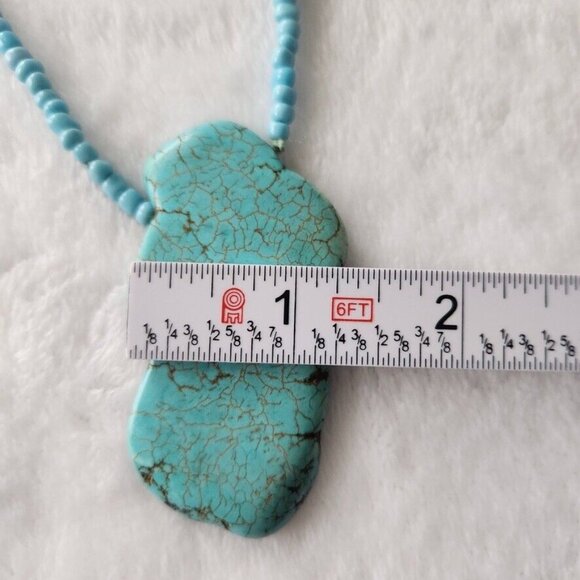 Vintage Turquoise Beaded Necklace Blue Howlite Stone Boho Hippie Witchy Jewelry‎ - Picture 14 of 15